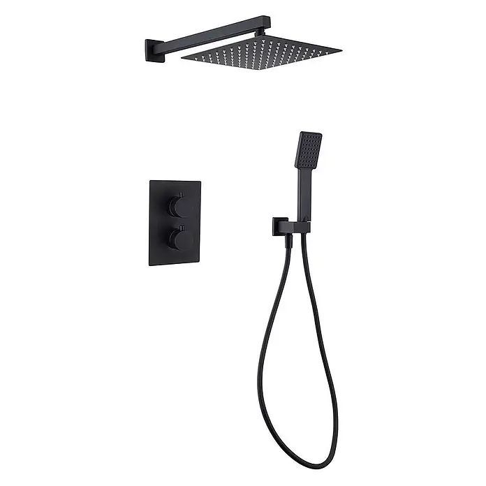 Poalgi UP-Brausethermostat ETERNITY - Quadratisch, Mattschwarz, Matt