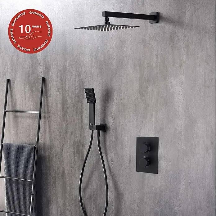 Poalgi UP-Brausethermostat ETERNITY - Quadratisch, Mattschwarz, Matt