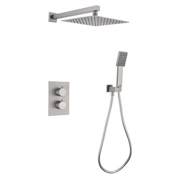 Poalgi UP-Brausethermostat ETERNITY - Quadratisch, Gebürstetes Nickel, Seidenmatt