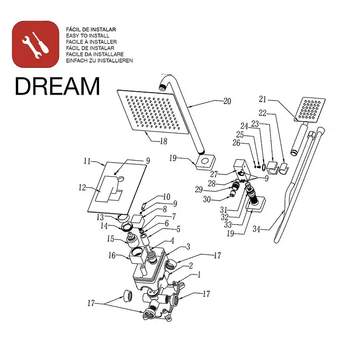 Poalgi UP-Brausearmatur DREAM - Mattschwarz, Matt