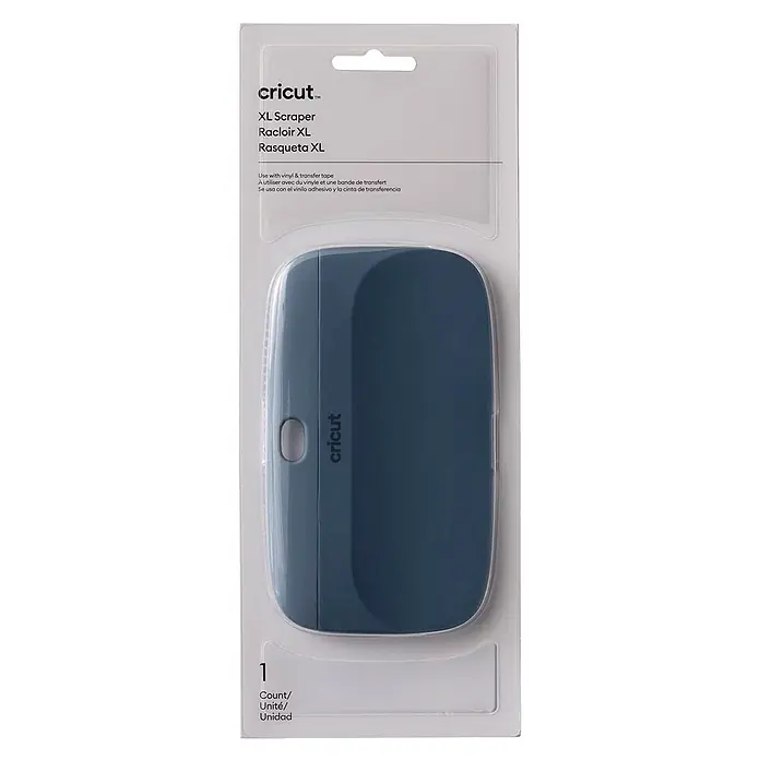 Cricut Plotter-Werkzeug XL-Rakel - Geeignet für: Aufkleber, Blau - Dunkelgrauer Cricut XL Schaber in klarer Plastikverpackung, für Vinyl und Transferfolie.