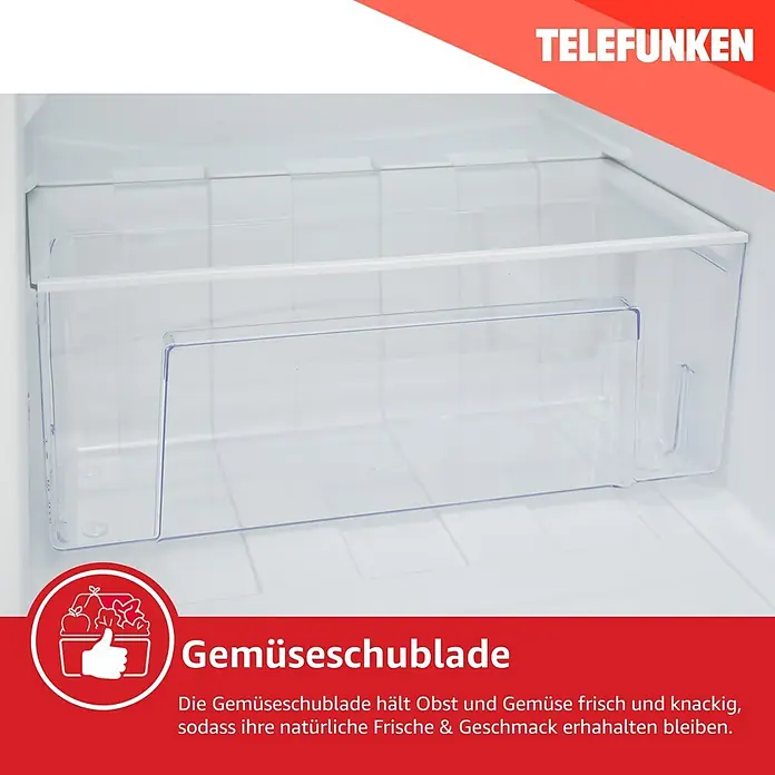 Telefunken Vollraumkühlschrank C-135-100-S - Nutzinhalt Gesamt: 135 l, 59,5 cm x 540 mm x 838 mm, Silber