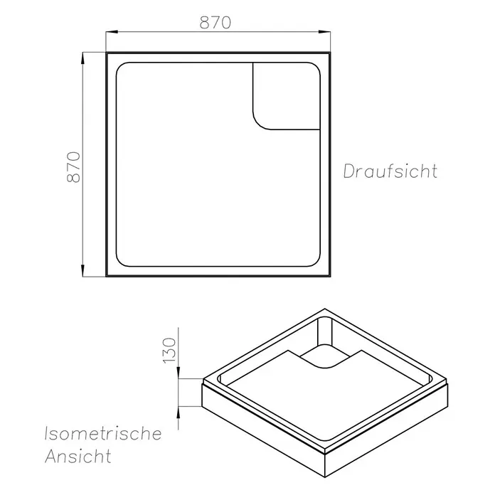Interpromo Duschwannen-Set Adria 90 x 90 Weiß - L x B: 90 x 90 cm, Sonstiges, Weiß, Wannenträger