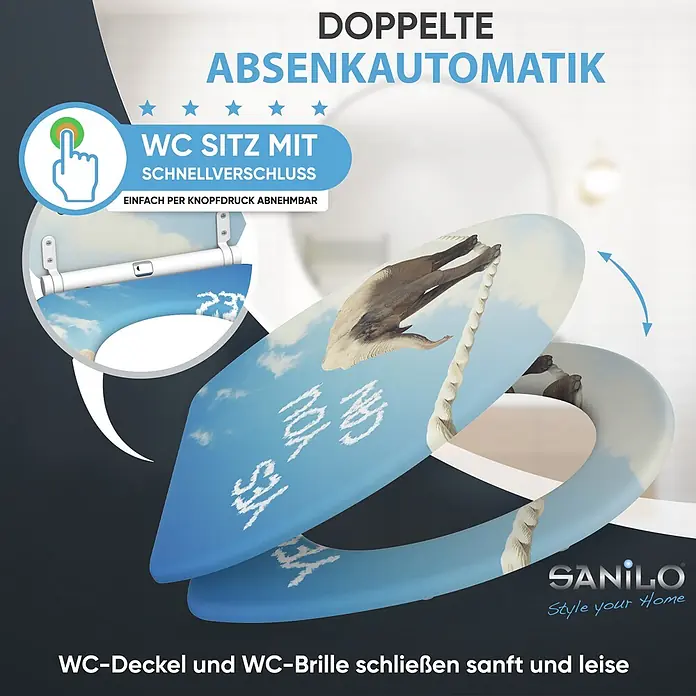 SANILO WC-Sitz Yes you can mit Schnellverschluss - MDF, Blau, Mit Absenkautomatik