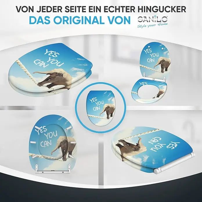 SANILO WC-Sitz Yes you can mit Schnellverschluss - MDF, Blau, Mit Absenkautomatik