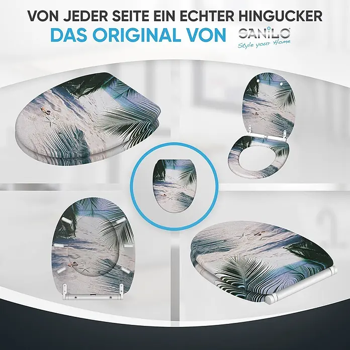 SANILO WC-Sitz Beach mit Schnellverschluss - MDF, Beige, Mit Absenkautomatik