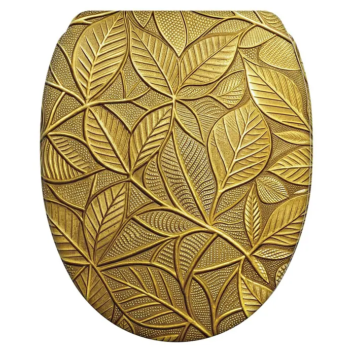 SANILO WC-Sitz Bractea mit Schnellverschluss - MDF, Goldfarben, Mit Absenkautomatik