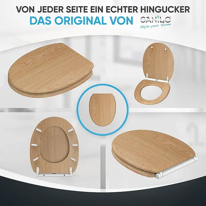 SANILO WC-Sitz Holz mit Schnellverschluss - Holz, Braun, Mit Absenkautomatik