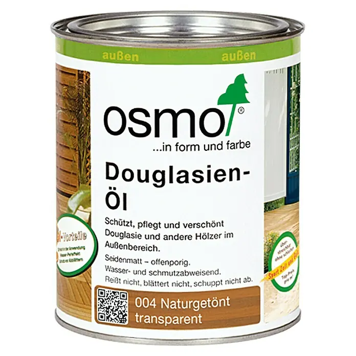 Osmo Douglasien-Öl 004 - Naturgetönt, Transparent, 750 ml, Seidenmatt - Dose Osmo Douglasienöl für den Außenbereich: Schützt und pflegt Douglasie und andere Hölzer, seidenmatt, wasser- und schmutzabweisend.