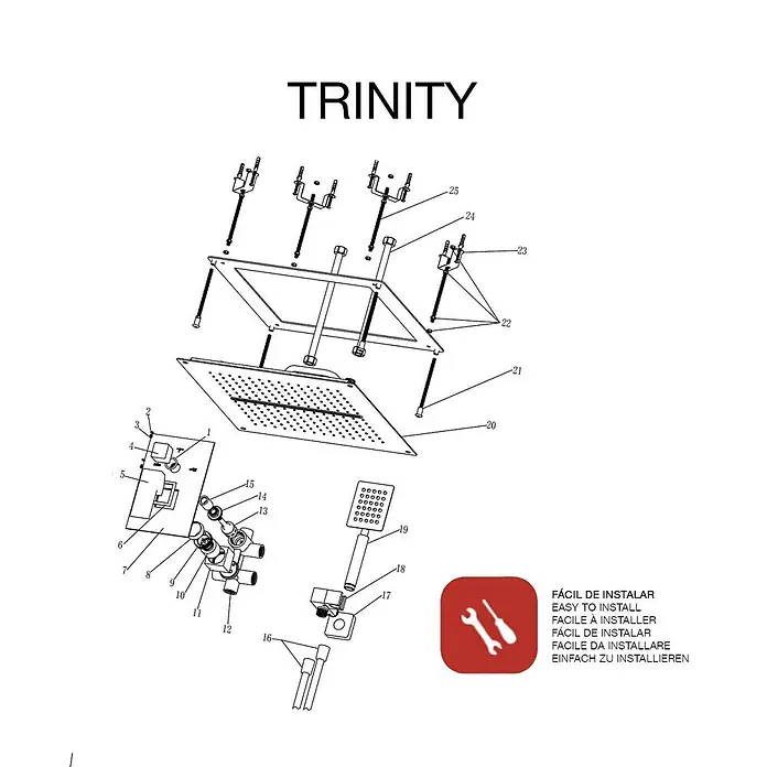 Poalgi UP-Brausearmatur TRINITY - Mattschwarz, Matt