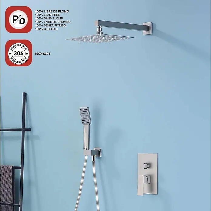 Poalgi UP-Brausearmatur DREAM - Gebürstetes Nickel, Seidenmatt