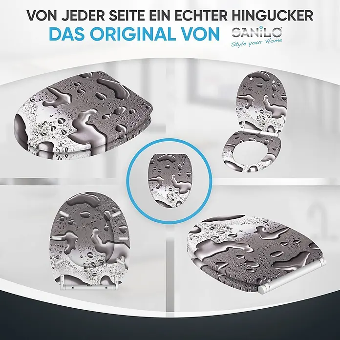 SANILO WC-Sitz Dewdrop mit Schnellverschluss - MDF, Grau, Mit Absenkautomatik