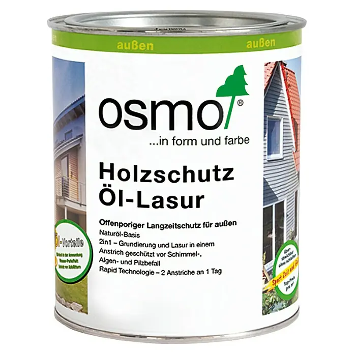 Osmo Holzlasur - Patina - 905, 750 ml, Seidenmatt - Dose Osmo Holzschutz Öl-Lasur für den Außenbereich, ideal für langanhaltenden Holzschutz und zur Veredelung von Holzoberflächen.