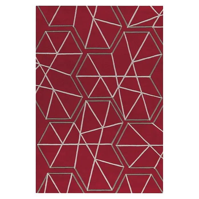 Kayoom Kurzflorteppich Spirit 3112 - Rot/Grau, 200 x 140 cm, 100 % Modacryl - Draufsicht