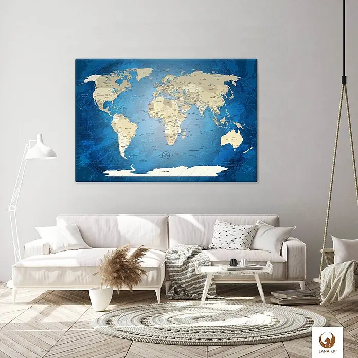 LanaKK Leinwandbild - Weltkarte, B x H: 120 x 80 cm