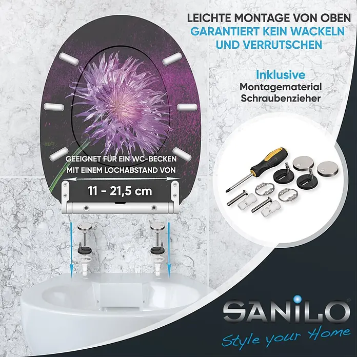 SANILO WC-Sitz Purple Dust mit Schnellverschluss - MDF, Violett, Mit Absenkautomatik