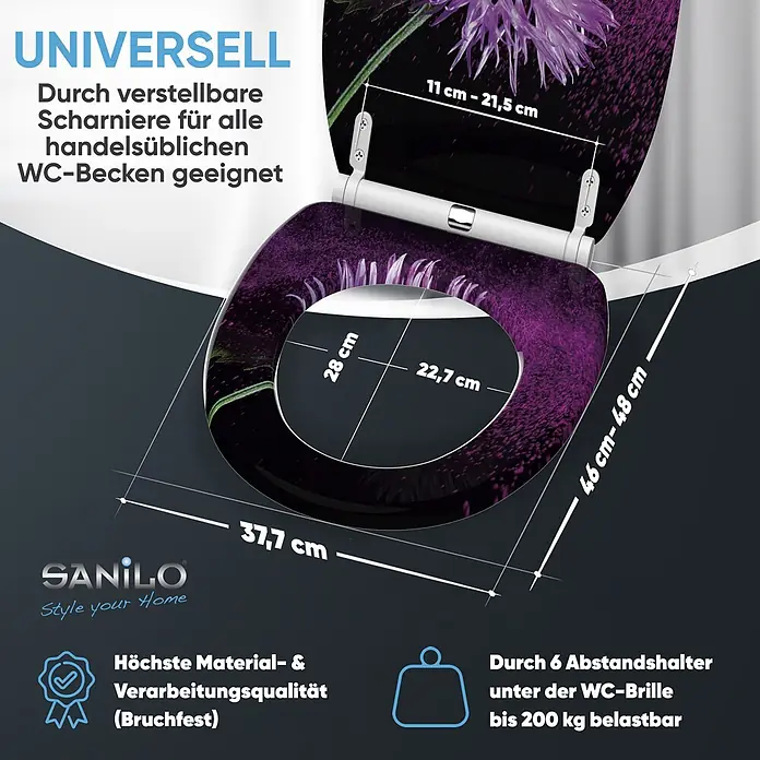 SANILO WC-Sitz Purple Dust mit Schnellverschluss - MDF, Violett, Mit Absenkautomatik