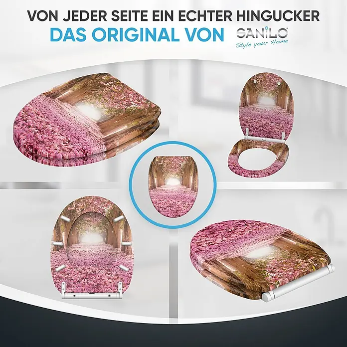SANILO WC-Sitz Romantik mit Schnellverschluss - MDF, Pink, Mit Absenkautomatik