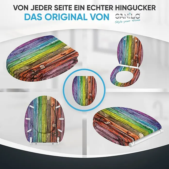 SANILO WC-Sitz Rainbow mit Schnellverschluss - MDF, Multicolor, Mit Absenkautomatik