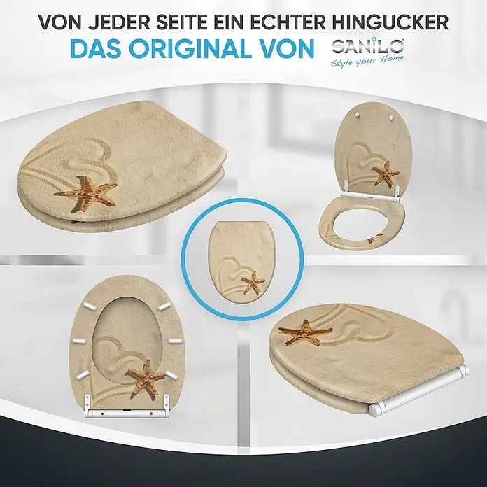SANILO WC-Sitz Sandy mit Schnellverschluss - MDF, Braun, Mit Absenkautomatik