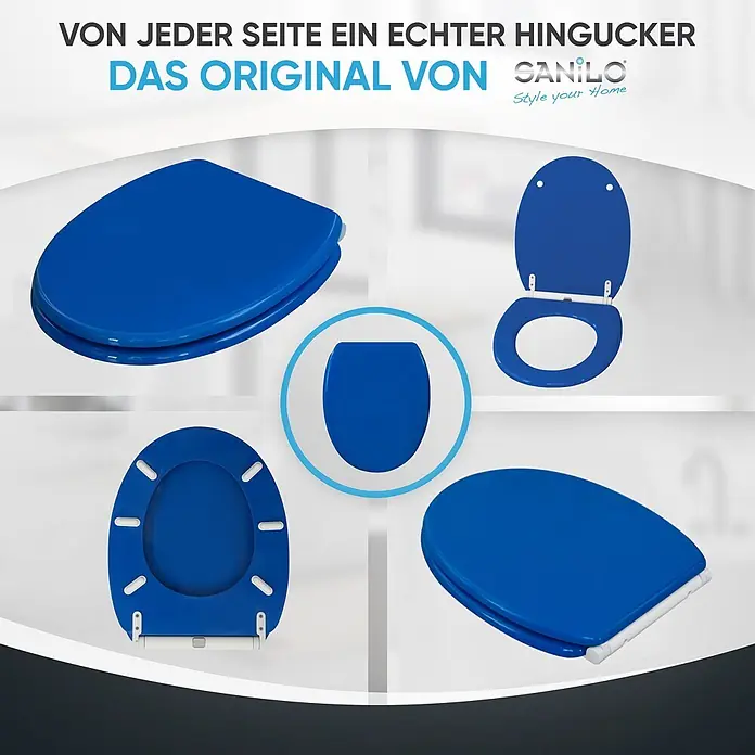SANILO WC-Sitz Blau mit Schnellverschluss - MDF, Blau, Mit Absenkautomatik