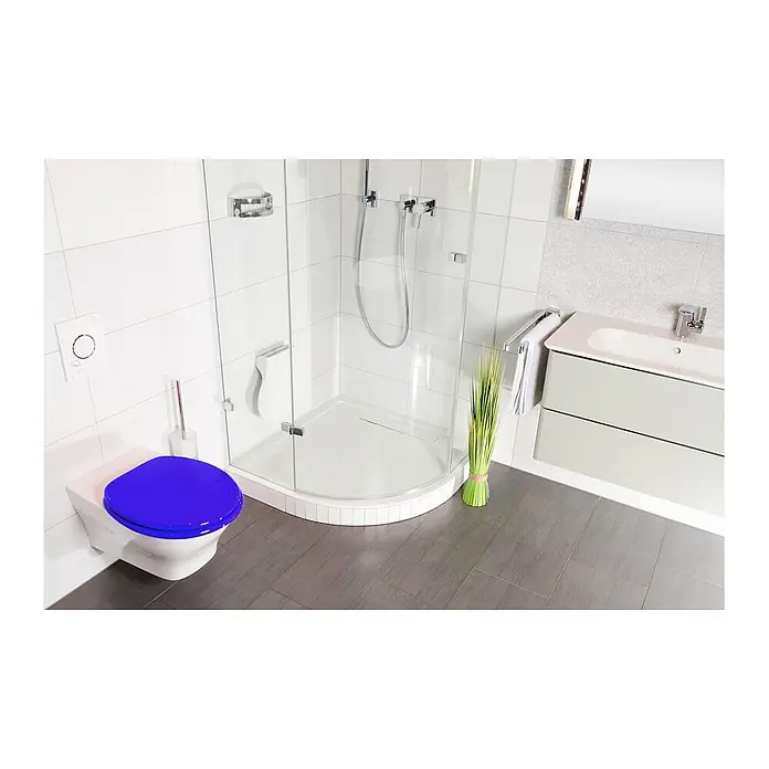SANILO WC-Sitz Blau mit Schnellverschluss - MDF, Blau, Mit Absenkautomatik