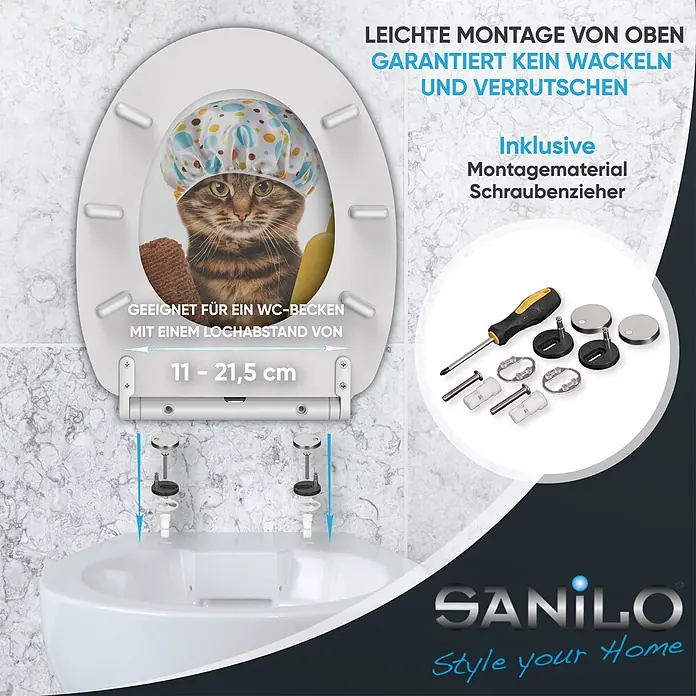 SANILO WC-Sitz Shower Cat mit Schnellverschluss - MDF, Braun, Mit Absenkautomatik