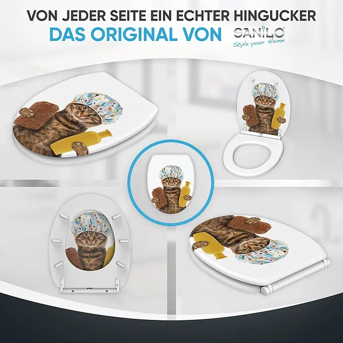 SANILO WC-Sitz Shower Cat mit Schnellverschluss - MDF, Braun, Mit Absenkautomatik