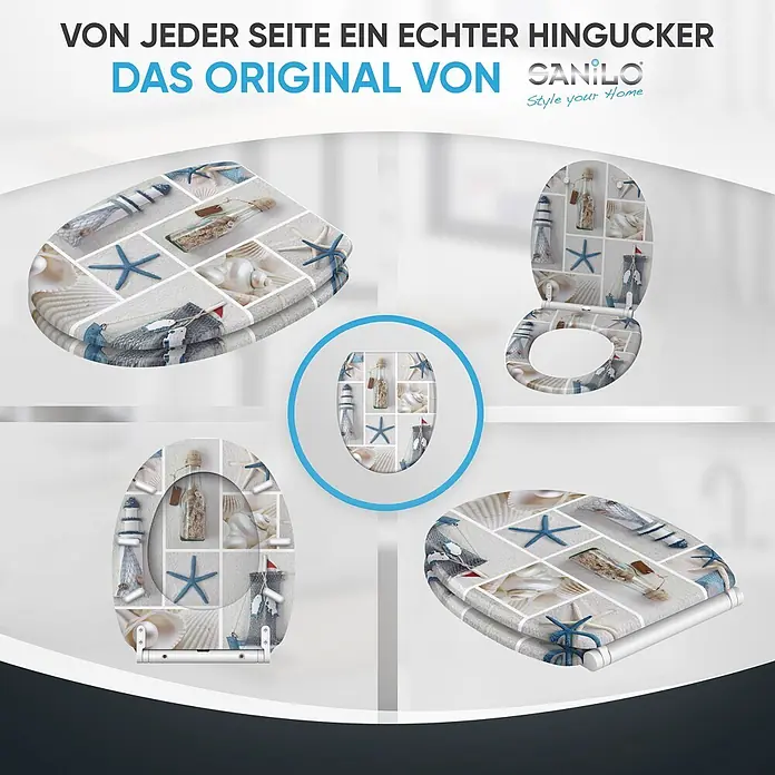 SANILO WC-Sitz Meeresbrise mit Schnellverschluss - MDF, Blau, Mit Absenkautomatik