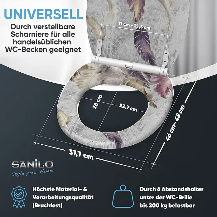SANILO WC-Sitz Federn mit Schnellverschluss - MDF, Violett, Mit Absenkautomatik