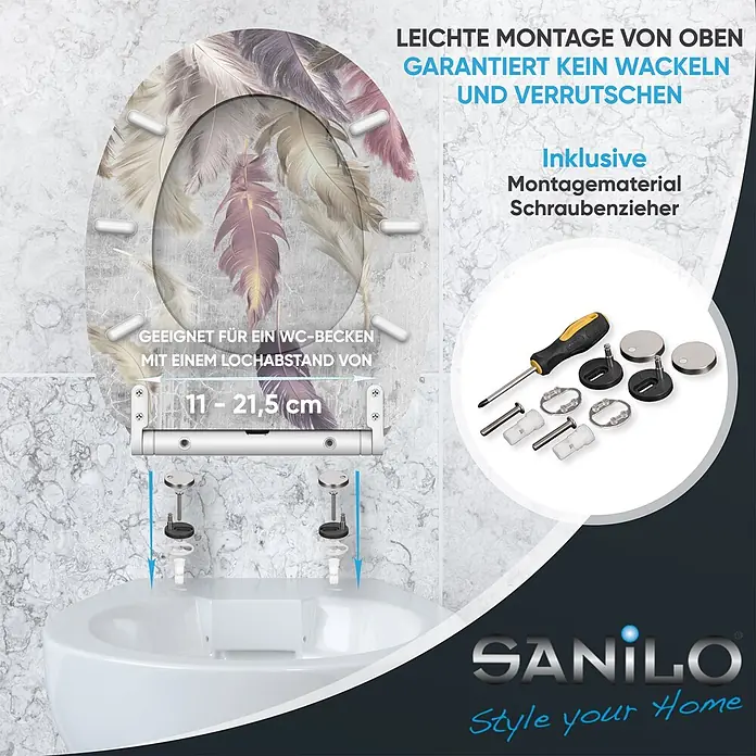 SANILO WC-Sitz Federn mit Schnellverschluss - MDF, Violett, Mit Absenkautomatik