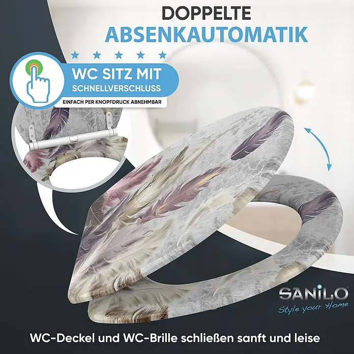 SANILO WC-Sitz Federn mit Schnellverschluss - MDF, Violett, Mit Absenkautomatik