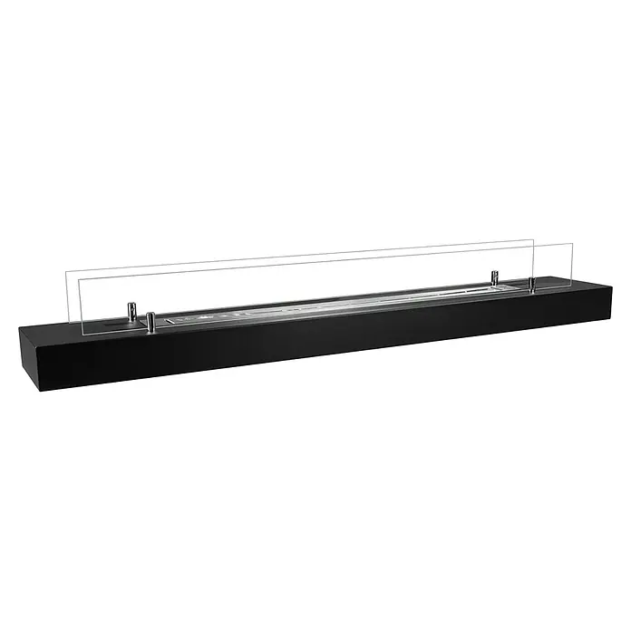 Bysil Kaminofen Bioethanol Kamineinsatz 1200 mm, 1 l Edelstahlbrenner, Schwarz matt - Material Verkleidung: Stahl, Schwarz