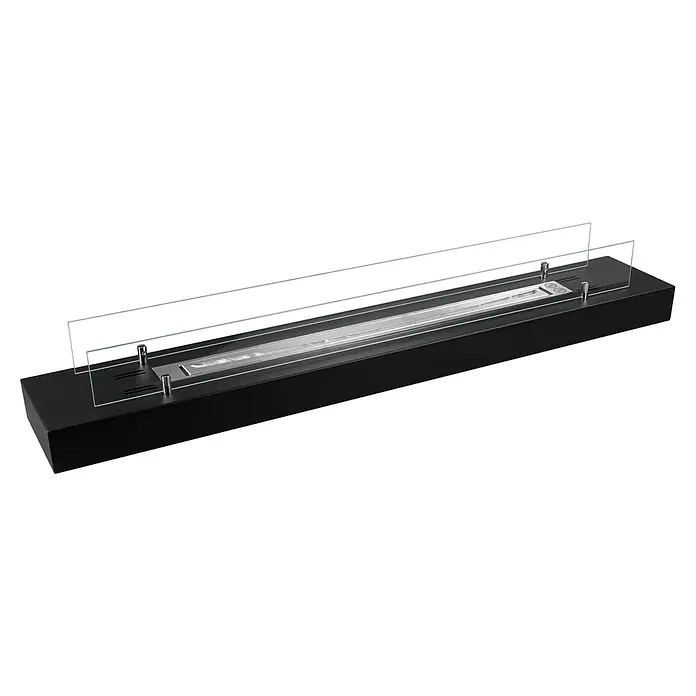 Bysil Kaminofen Bioethanol Kamineinsatz 1200 mm, 1 l Edelstahlbrenner, Schwarz matt - Material Verkleidung: Stahl, Schwarz