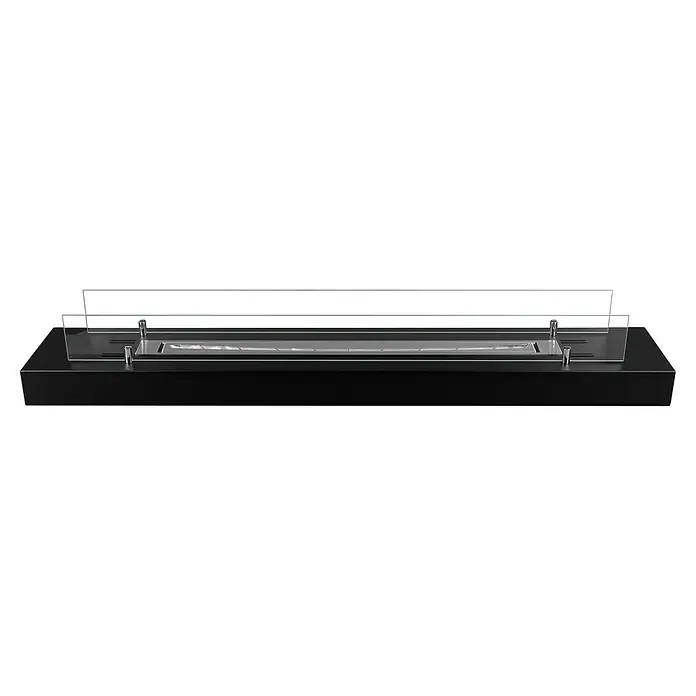 Bysil Kaminofen Bioethanol Kamineinsatz 1200 mm, 1 l Edelstahlbrenner, Schwarz matt - Material Verkleidung: Stahl, Schwarz