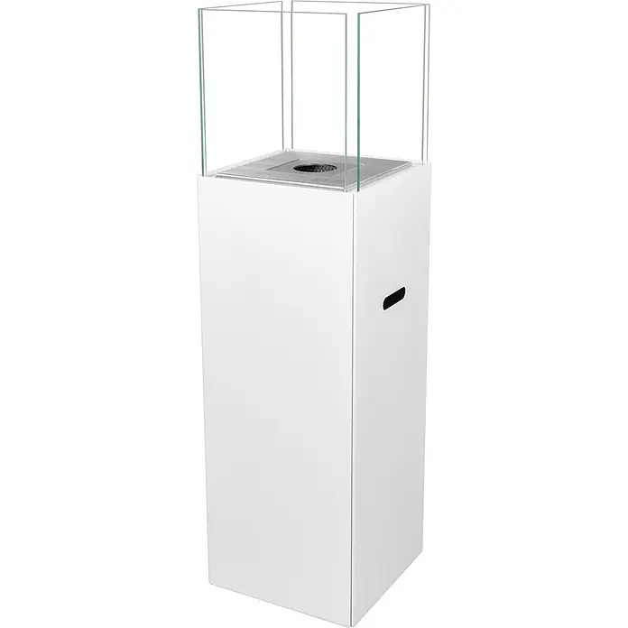 Bysil Kaminofen Bioethanol Standkamin Patio, 3 l Edelstahlbrenner, Weiß matt mit Glas - Material Verkleidung: Stahl