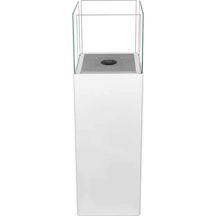 Bysil Kaminofen Bioethanol Standkamin Patio, 3 l Edelstahlbrenner, Weiß matt mit Glas - Material Verkleidung: Stahl