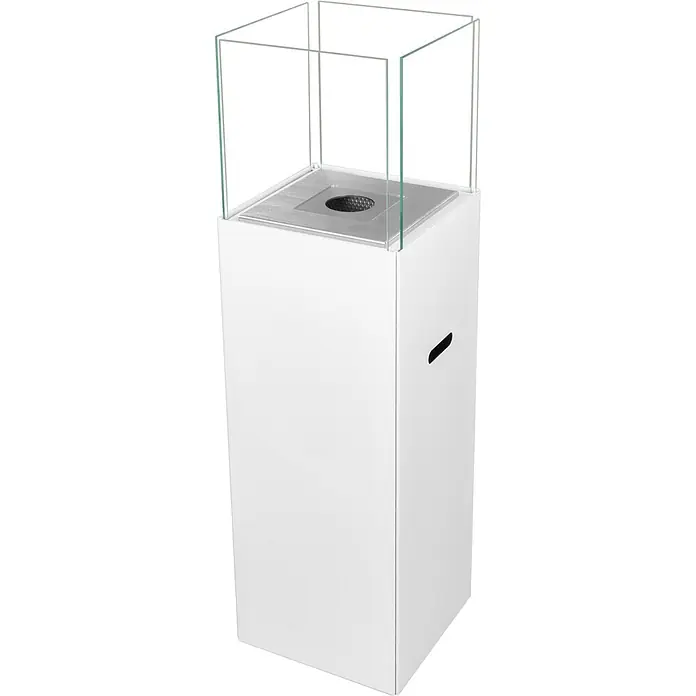 Bysil Kaminofen Bioethanol Standkamin Patio, 3 l Edelstahlbrenner, Weiß matt mit Glas - Material Verkleidung: Stahl