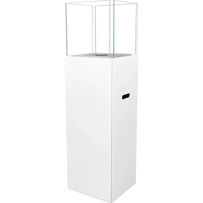 Bysil Kaminofen Bioethanol Standkamin Patio, 3 l Edelstahlbrenner, Weiß matt mit Glas - Material Verkleidung: Stahl
