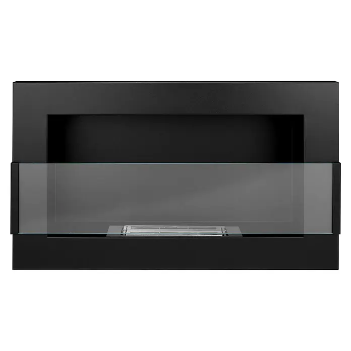 Bysil Kaminofen Bioethanol Wandkamin 65×40 cm, TÜV-Brenner 0,35 l, Schwarz matt - Material Verkleidung: Stahl