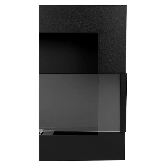 Bysil Kaminofen Bioethanol Wandkamin 65×40 cm, TÜV-Brenner 0,35 l, Schwarz matt - Material Verkleidung: Stahl