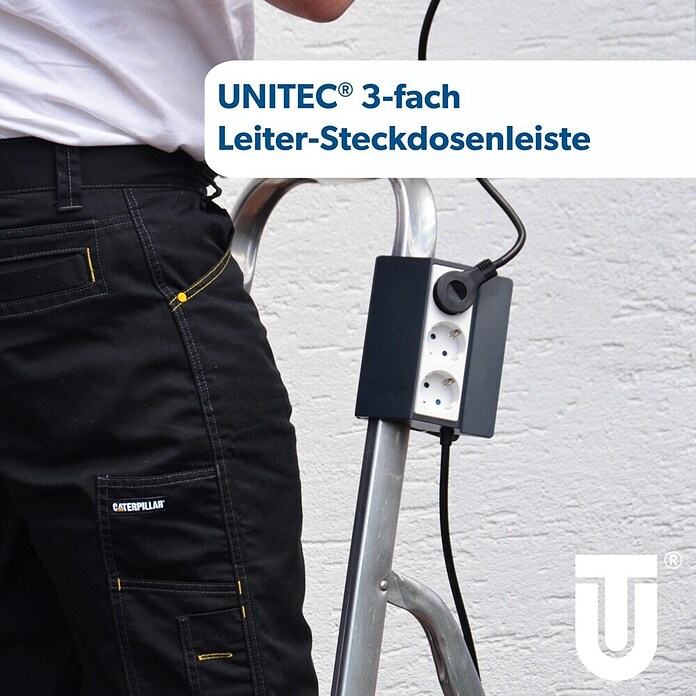 UniTEC Tischsteckdose (3-fach, Weiß/Anthrazit, 25 x 9 x 19 cm) | BAUHAUS