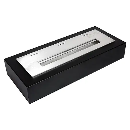 Bysil  Kaminofen Bioethanol-Kamineinsatz 36 cm, 1 L Edelstahlbrenner, Schwarz Matt
