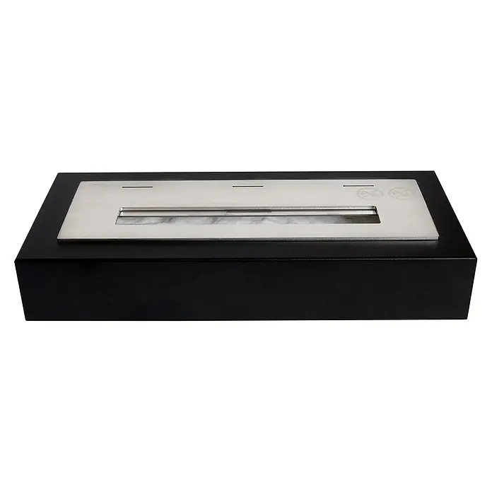 Bysil Kaminofen Bioethanol-Kamineinsatz 36 cm, 1 L Edelstahlbrenner, Schwarz Matt - Material Verkleidung: Stahl, Schwarz