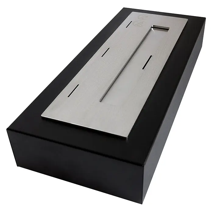 Bysil Kaminofen Bioethanol-Kamineinsatz 36 cm, 1 L Edelstahlbrenner, Schwarz Matt - Material Verkleidung: Stahl, Schwarz