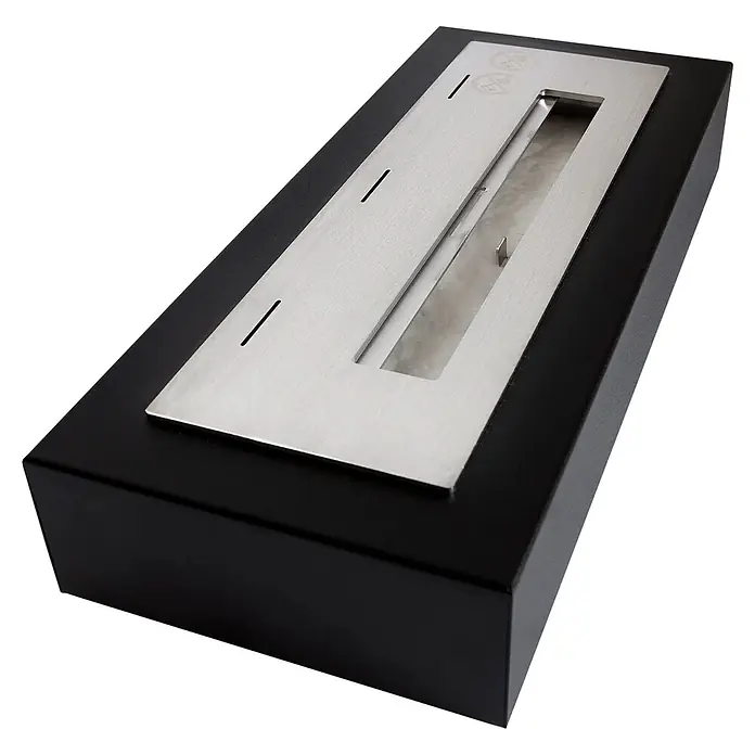 Bysil Kaminofen Bioethanol-Kamineinsatz 36 cm, 1 L Edelstahlbrenner, Schwarz Matt - Material Verkleidung: Stahl, Schwarz