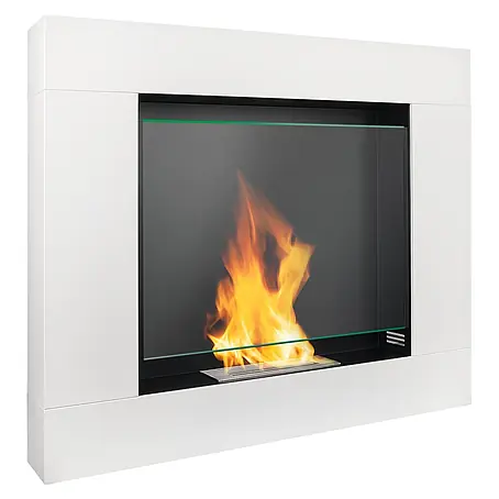 Bysil  Kaminofen Bioethanol Standkamin Asne, TÜV-Brenner 1,5 l, Weiß matt mit Glas