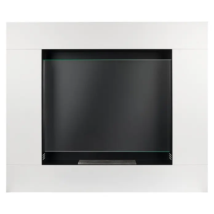 Bysil Kaminofen Bioethanol Standkamin Asne, TÜV-Brenner 1,5 l, Weiß matt mit Glas - Material Verkleidung: Stahl, Schwarz