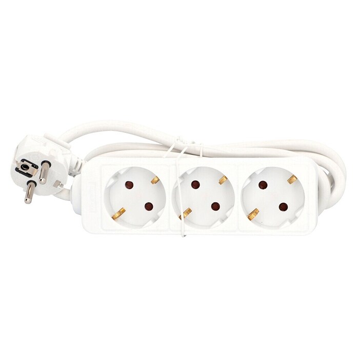 Steckdosenleiste (3-fach, Weiß, 3 m, 3.500 W)