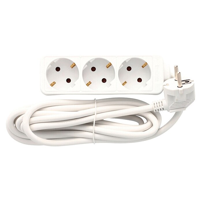 Steckdosenleiste (3-fach, Weiß, 3 m, 3.500 W)